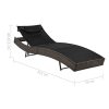 Sun Lounger with Pillow Poly Rattan – Brown and Black