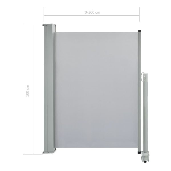 Patio Retractable Side Awning 100 x 300 cm Grey