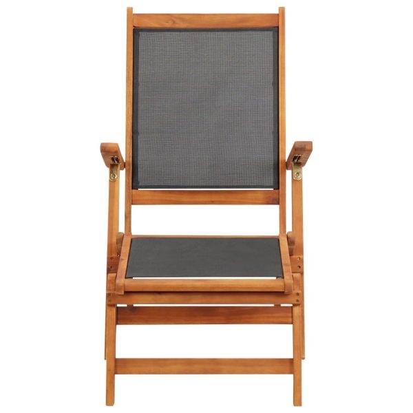 Sun Lounger Solid Acacia Wood and Textilene – Armchair