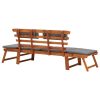 Garden Bench with Cushions 2-in-1 190 cm Solid Acacia Wood – Brown and Grey
