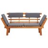 Garden Bench with Cushions 2-in-1 190 cm Solid Acacia Wood – Brown and Grey