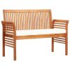 2-Seater Garden Bench with Cushion Solid Acacia Wood – 120 cm, Cream
