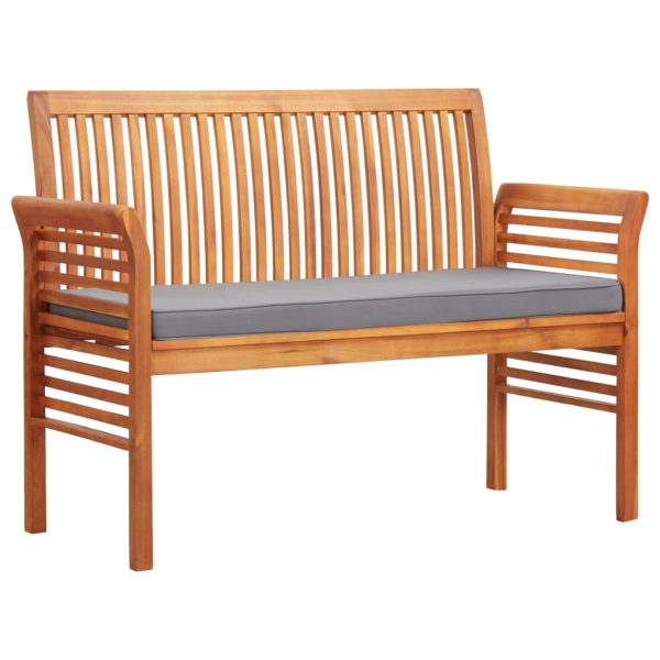 2-Seater Garden Bench with Cushion Solid Acacia Wood – 120 cm, Dark Grey