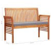 2-Seater Garden Bench with Cushion Solid Acacia Wood – 120 cm, Dark Grey