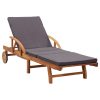 Sun Lounger with Cushion Solid Acacia Wood – Dark Grey