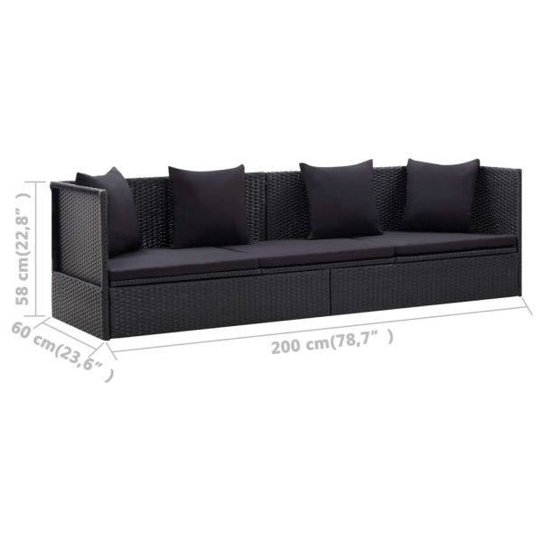 Garden Bed 200×60 cm Poly Rattan – Black