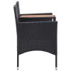 2-Seater Garden Bench with Tea Table 143 cm Poly Rattan – Black