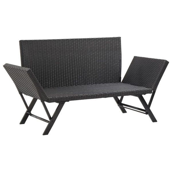 Garden Bench with Cushions 176 cm Poly Rattan – Black and White
