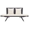 Garden Bench with Cushions 176 cm Poly Rattan – Black and White