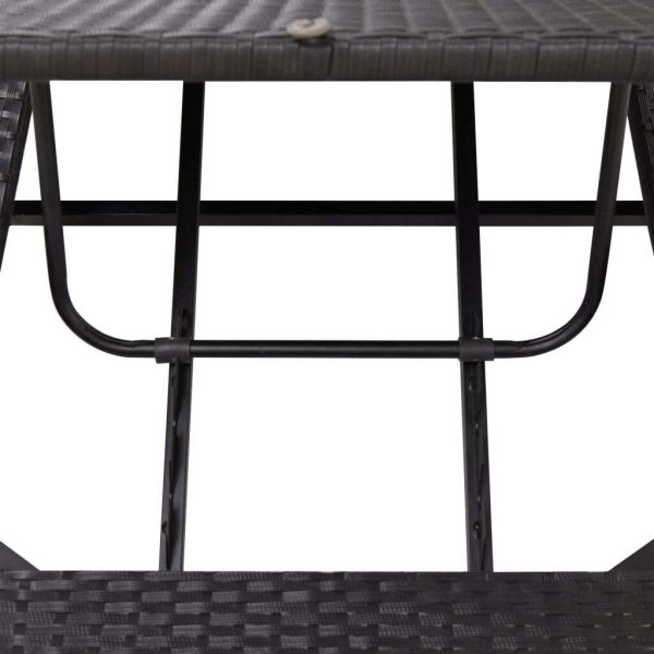 Sunbed with Cushion Poly Rattan – Black and White