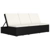 Convertible Sun Bed with Cushion Poly Rattan – Black and White