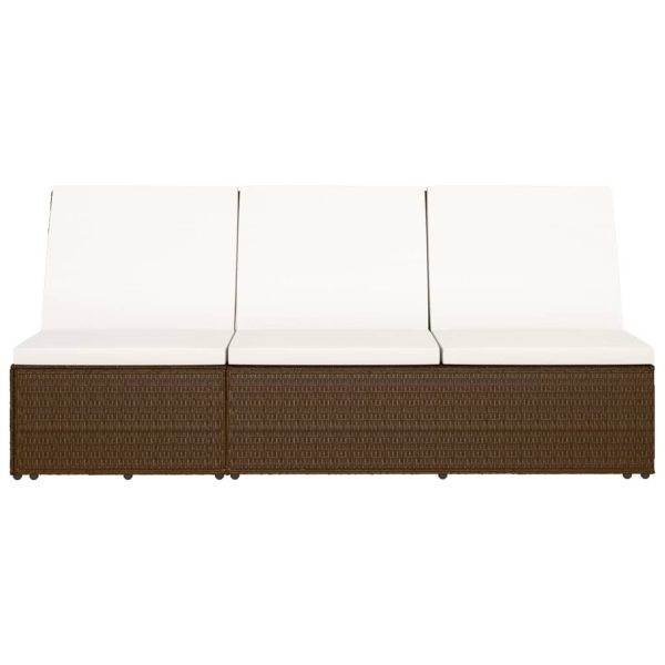Convertible Sun Bed with Cushion Poly Rattan – Brown