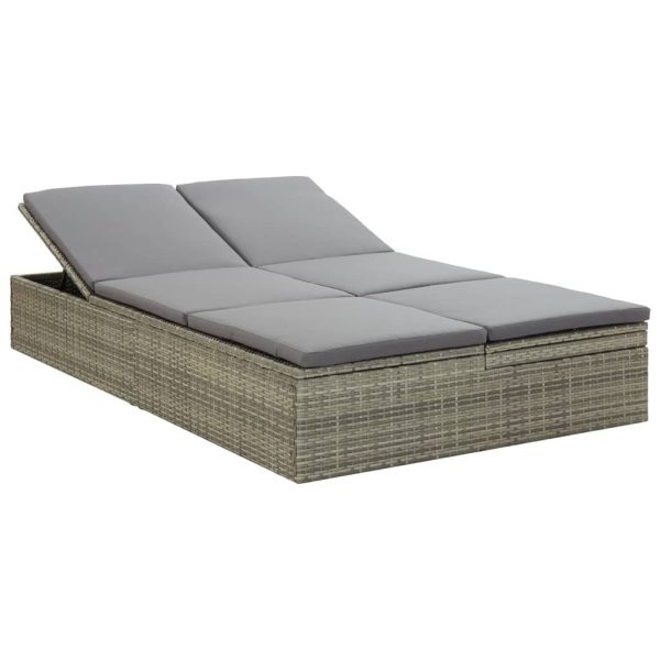 Convertible Sun Bed with Cushion Poly Rattan