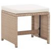 Garden Stools 2 pcs with Cushions Poly Rattan – Beige