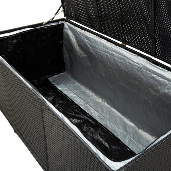 Garden Storage Box Poly Rattan 180x90x75 cm Black