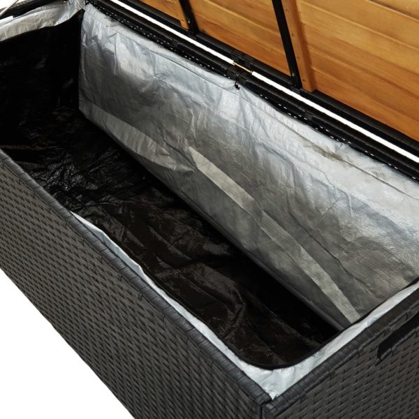 Garden Storage Bench 120 cm Poly Rattan – Black