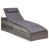 Sunbed with Cushion Poly Rattan – Grey