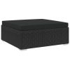 Sectional Footrest 1 pc with Cushion Poly Rattan – Black