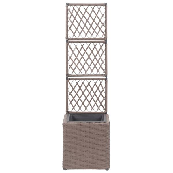 Trellis Raised Bed with 1 Pot 30x30x107 cm Poly Rattan Brown