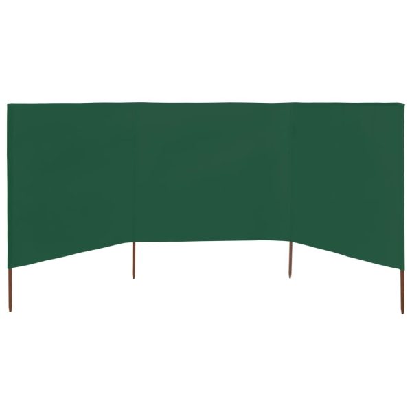 3-panel Wind Screen Fabric 400×160 cm Green