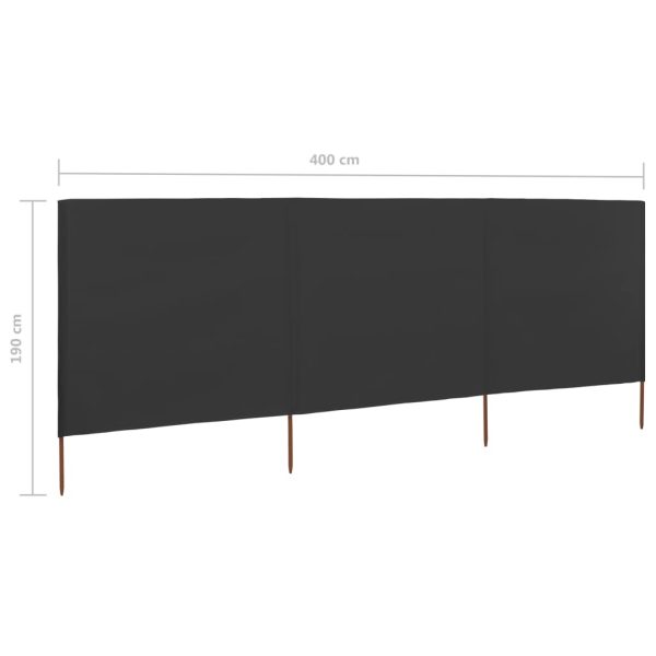 3-panel Wind Screen Fabric 400×160 cm Anthracite