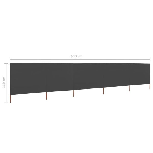 5-panel Wind Screen Fabric 600×80 cm Anthracite