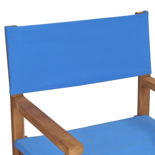 Folding Director’s Chair Solid Teak Wood – Blue