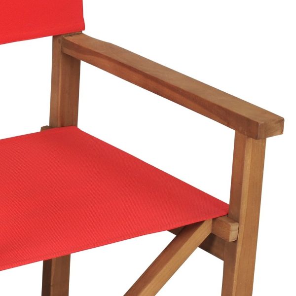 Folding Director’s Chair Solid Teak Wood – Red