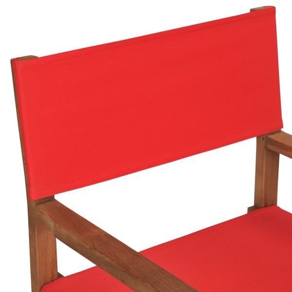 Folding Director’s Chair Solid Teak Wood – Red