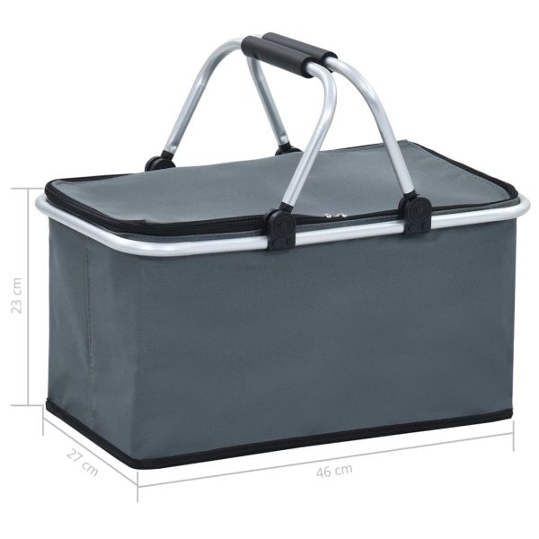 Foldable Cool Bag Grey 46x27x23 cm Aluminium