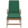 Sun Lounger with Cushion Solid Teak Wood – Green, 1