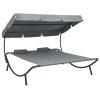 Outdoor Lounge Bed with Canopy and Pillows – Grey