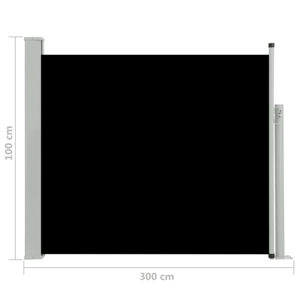 Patio Retractable Side Awning 100×300 cm Black
