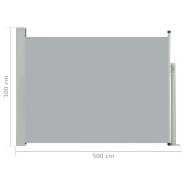 Patio Retractable Side Awning 100×500 cm Grey