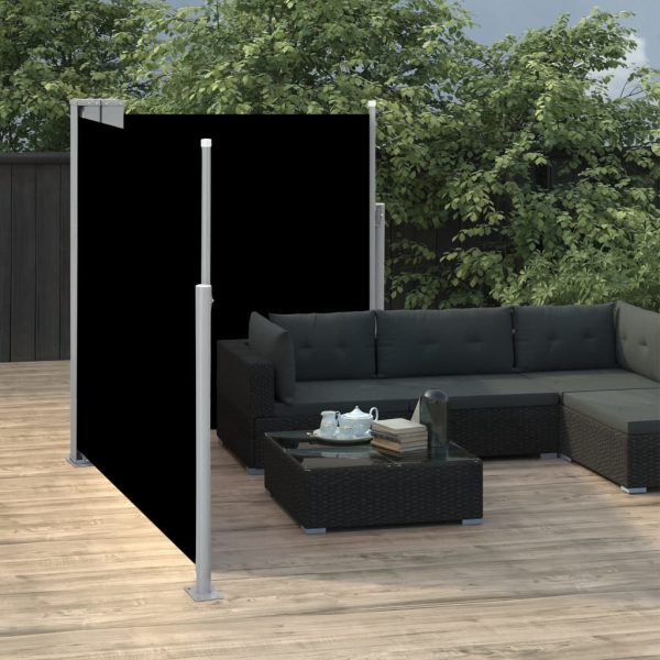Patio Retractable Double Side Awning 170×600 cm Black