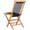 Folding Garden Chairs 2 pcs Solid Teak Wood and Rope – Without Armrest
