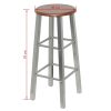 Bar Stools 2 pcs Metal with MDF Seat – Silver and Brown