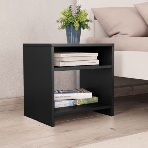 Easton Bedside Cabinet 40x30x40 cm Engineered Wood – Black, 1