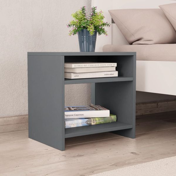 Easton Bedside Cabinet 40x30x40 cm Engineered Wood – Grey, 2