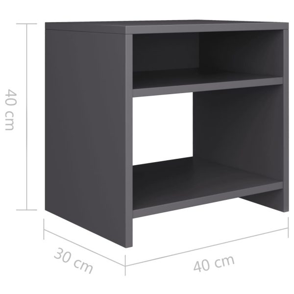 Easton Bedside Cabinet 40x30x40 cm Engineered Wood – Grey, 2