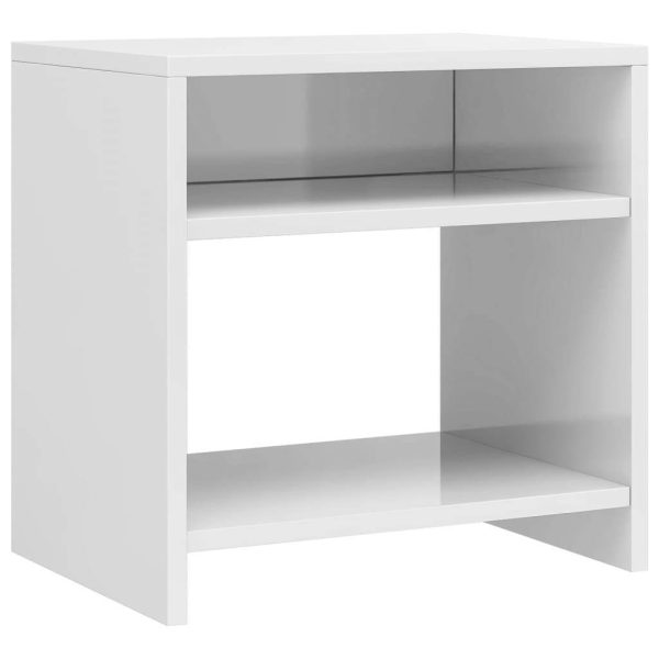 Easton Bedside Cabinet 40x30x40 cm Engineered Wood – High Gloss White, 2