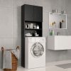 Washing Machine Cabinet 64×25.5×190 cm Engineered Wood – Black