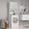 Washing Machine Cabinet 64×25.5×190 cm Engineered Wood – High Gloss White