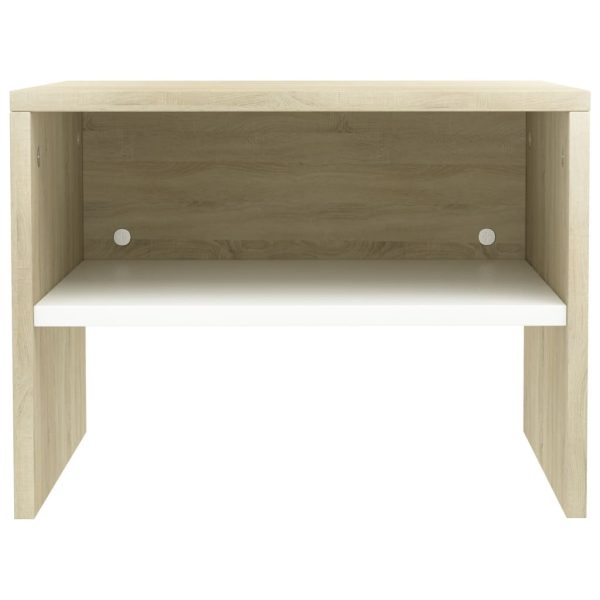 Haven Bedside Cabinet 40x30x30 cm Engineered Wood – White and Sonoma Oak