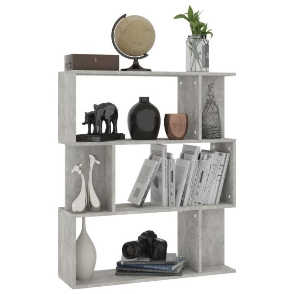 Book Cabinet/Room Divider 80x24x96 cm Engineered Wood – Concrete Grey