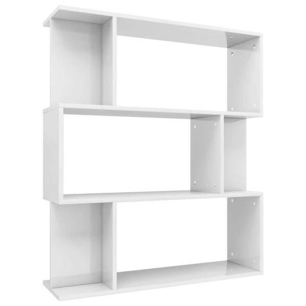 Book Cabinet/Room Divider 80x24x96 cm Engineered Wood – High Gloss White