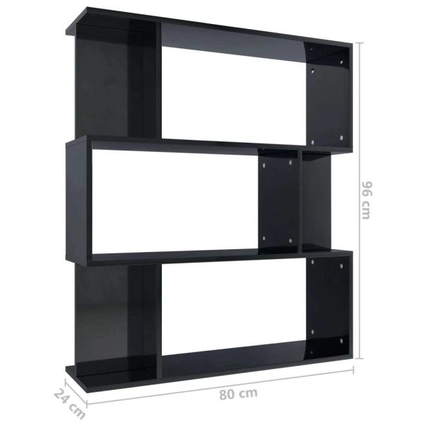 Book Cabinet/Room Divider 80x24x96 cm Engineered Wood – High Gloss Black