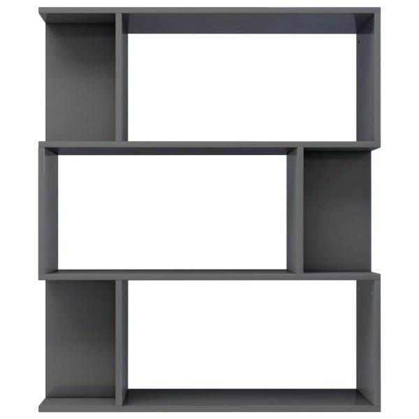 Book Cabinet/Room Divider 80x24x96 cm Engineered Wood – High Gloss Grey