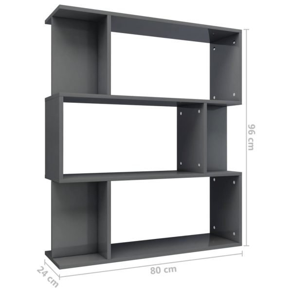 Book Cabinet/Room Divider 80x24x96 cm Engineered Wood – High Gloss Grey