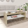 Coffee Table 100x40x40 cm Engineered Wood – White and Sonoma Oak